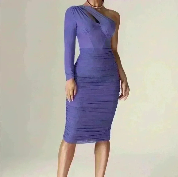 ALIEVA Lida Asymmetrical Cut-Out Midi Dress - Picture 1 of 6